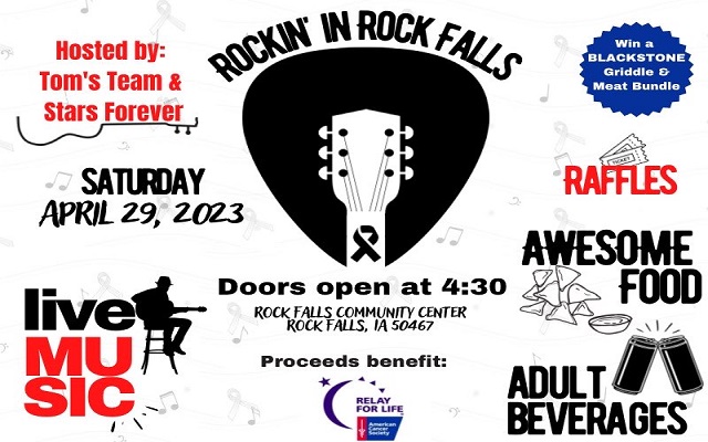 <h1 class="tribe-events-single-event-title">Rockin’ In Rockfalls for Relay For Life 🎸</h1>