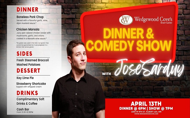 <h1 class="tribe-events-single-event-title">Dinner & Comedy Show With Jose Sarduy at Wedgewood Cove 🍽⛳</h1>